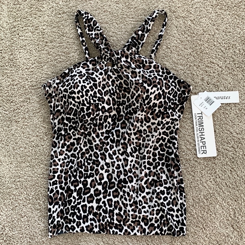 TRIMSHAPER LEOPARD PRINT TANKINI